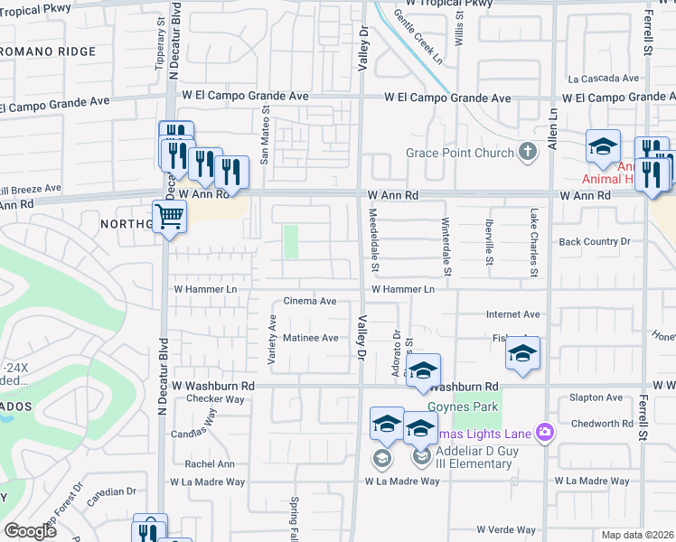 map of restaurants, bars, coffee shops, grocery stores, and more near 4309 Scarlet Sea Avenue in North Las Vegas