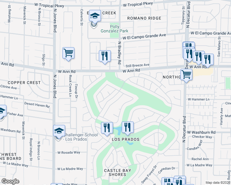 map of restaurants, bars, coffee shops, grocery stores, and more near 5444 Desert Paradise Drive in Las Vegas