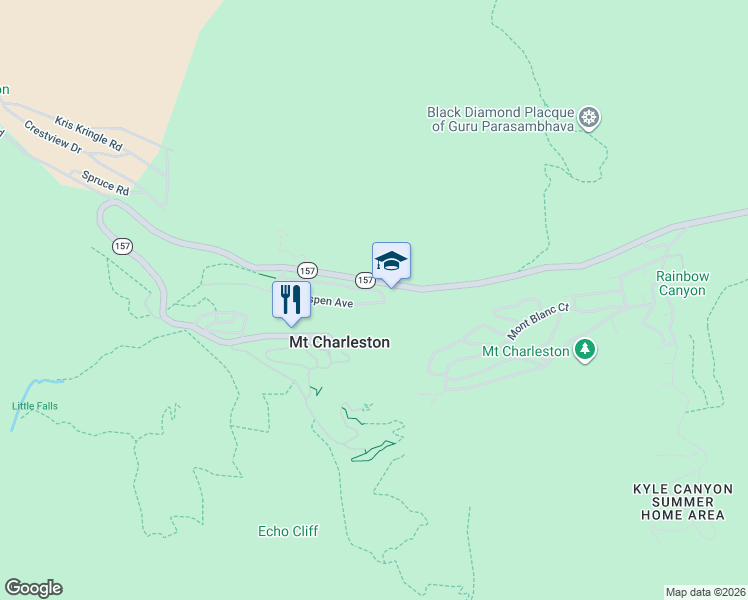 map of restaurants, bars, coffee shops, grocery stores, and more near 4430 Aspen Avenue in Mount Charleston