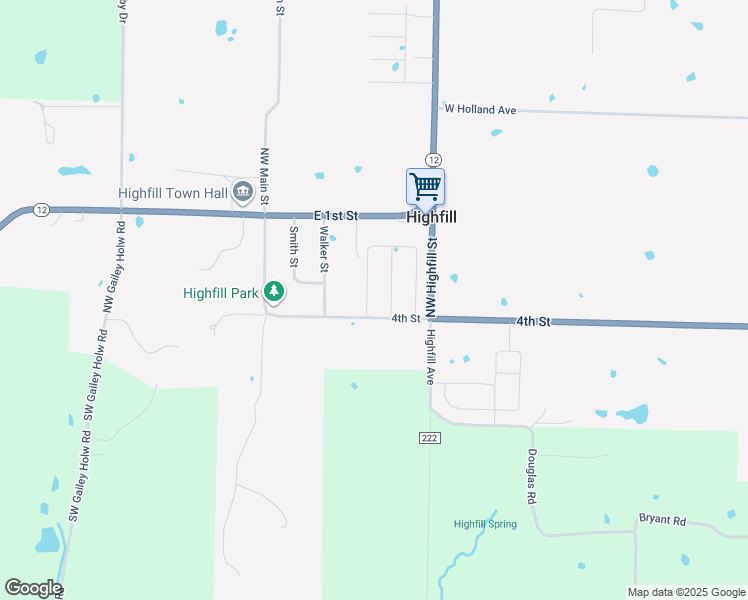 map of restaurants, bars, coffee shops, grocery stores, and more near 261 4th Street in Siloam Springs