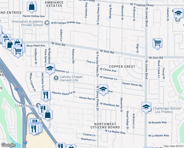 map of restaurants, bars, coffee shops, grocery stores, and more near 6405 Steamship Court in Las Vegas