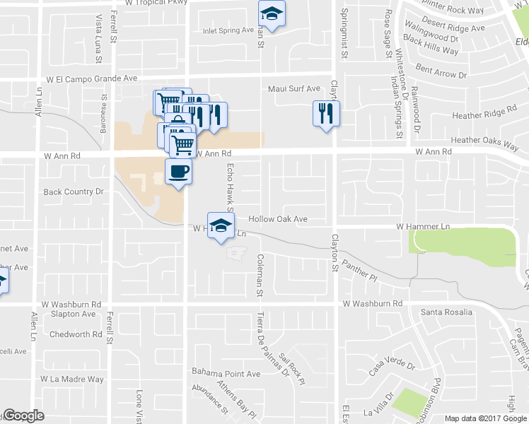 map of restaurants, bars, coffee shops, grocery stores, and more near 2309 Hollow Oak Avenue in North Las Vegas