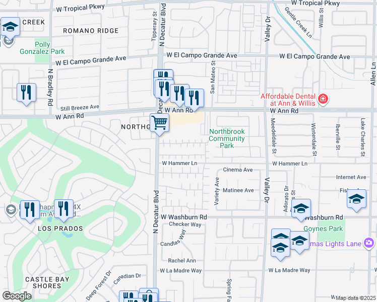 map of restaurants, bars, coffee shops, grocery stores, and more near 4622 English Lavender Avenue in North Las Vegas
