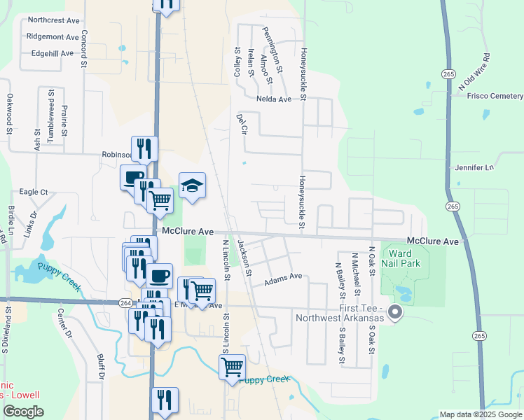 map of restaurants, bars, coffee shops, grocery stores, and more near 406 McClure Avenue in Lowell