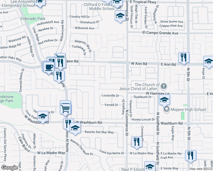 map of restaurants, bars, coffee shops, grocery stores, and more near 429 Orchid Oasis Avenue in North Las Vegas