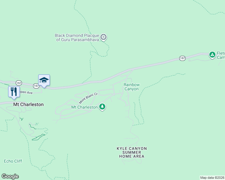 map of restaurants, bars, coffee shops, grocery stores, and more near 3971 Arlberg Way in Mount Charleston
