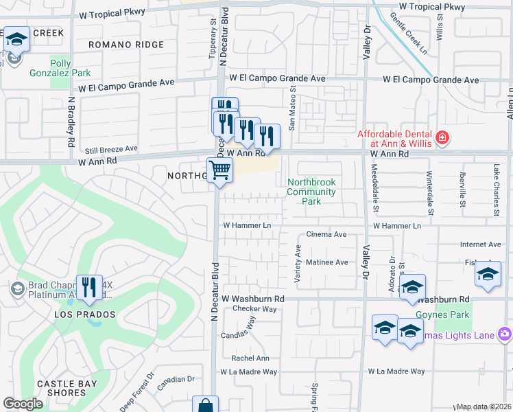 map of restaurants, bars, coffee shops, grocery stores, and more near 5429 Lavender Grove Court in North Las Vegas