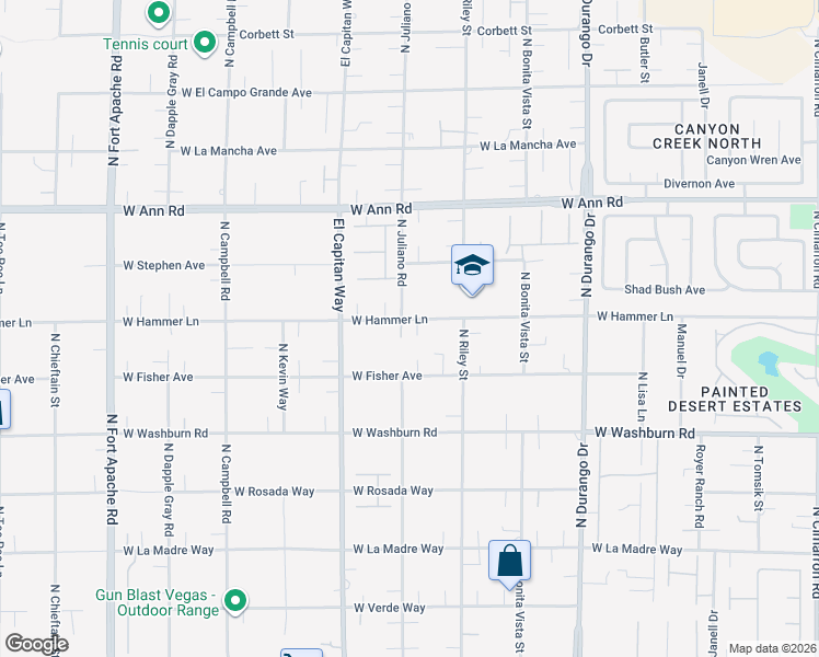 map of restaurants, bars, coffee shops, grocery stores, and more near 8685 West Hammer Lane in Las Vegas