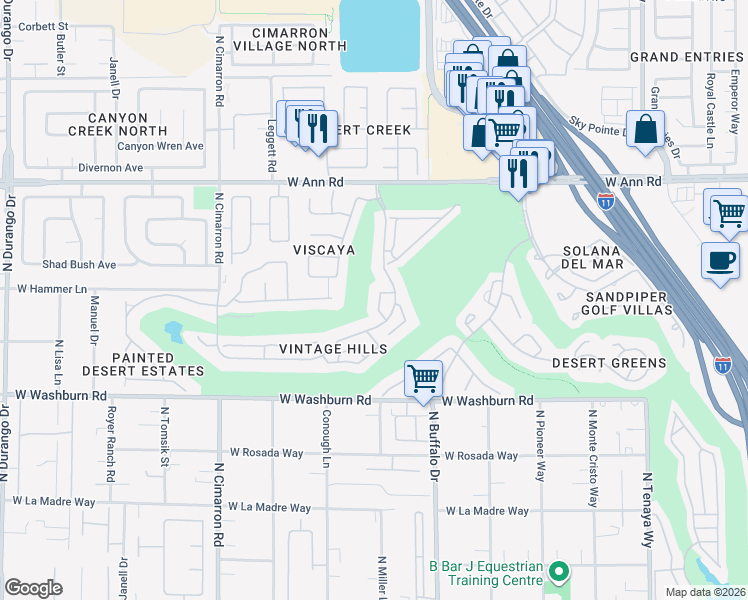 map of restaurants, bars, coffee shops, grocery stores, and more near 7736 Purple Sky Drive in Las Vegas
