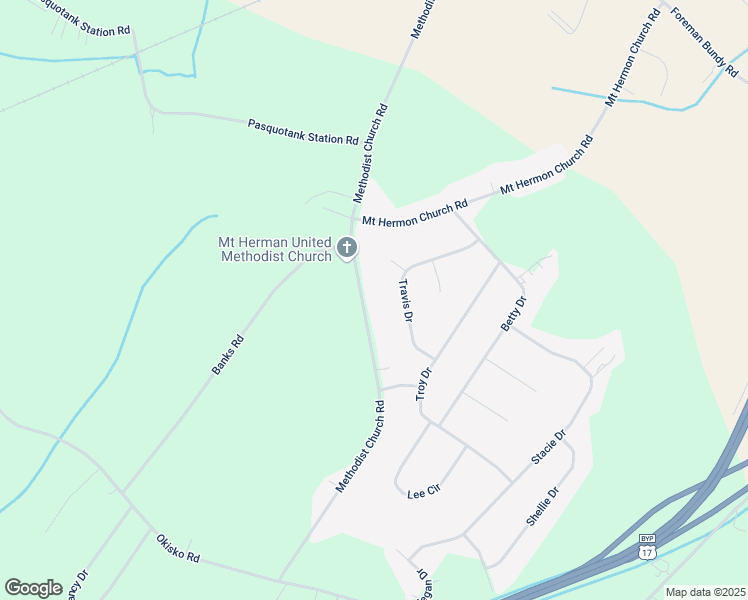 map of restaurants, bars, coffee shops, grocery stores, and more near 682 Methodist Church Road in Elizabeth City