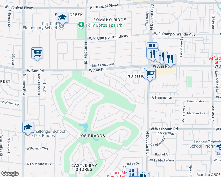 map of restaurants, bars, coffee shops, grocery stores, and more near 5029 Cedar Lawn Way in Las Vegas