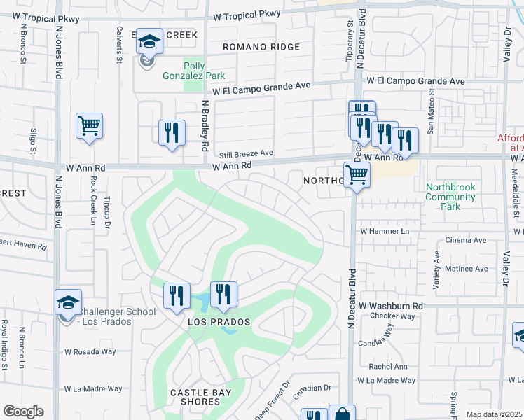 map of restaurants, bars, coffee shops, grocery stores, and more near 5029 Cedar Lawn Way in Las Vegas