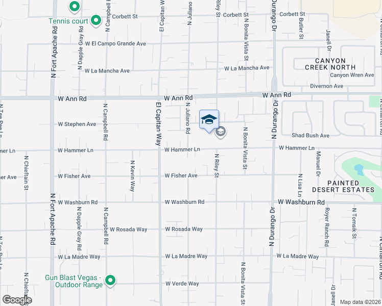 map of restaurants, bars, coffee shops, grocery stores, and more near 8685 West Hammer Lane in Las Vegas
