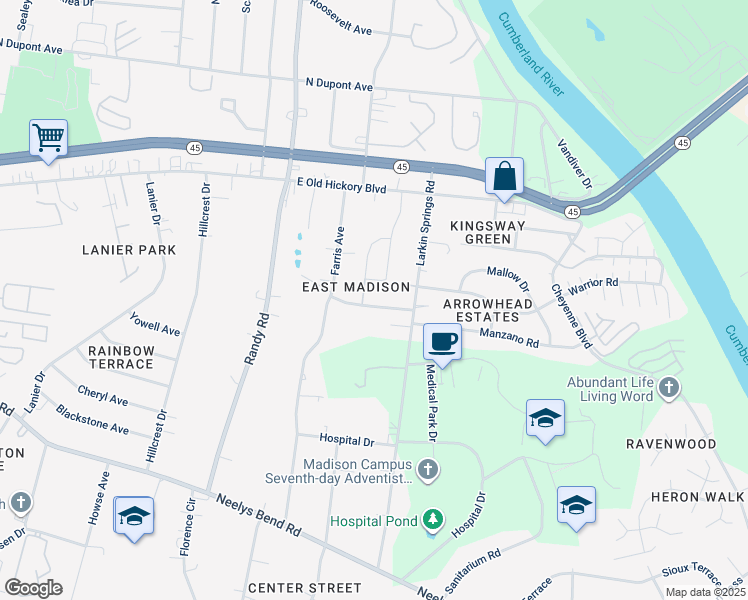 map of restaurants, bars, coffee shops, grocery stores, and more near 1021 New Providence Pass in Nashville