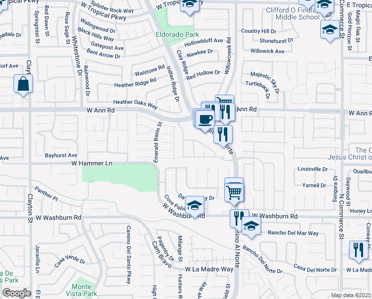 map of restaurants, bars, coffee shops, grocery stores, and more near 5424 Kamilla Raen Street in North Las Vegas