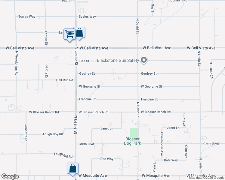 map of restaurants, bars, coffee shops, grocery stores, and more near 1701 West Georgine Street in Pahrump