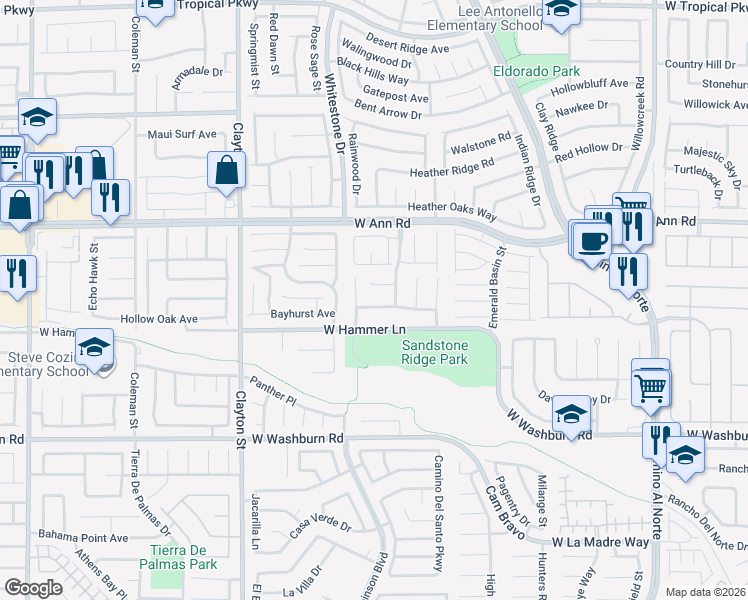 map of restaurants, bars, coffee shops, grocery stores, and more near 5438 Royal Yacht Way in North Las Vegas