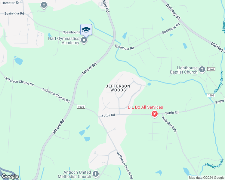 map of restaurants, bars, coffee shops, grocery stores, and more near 9028 Jefferson Woods Drive in Rural Hall