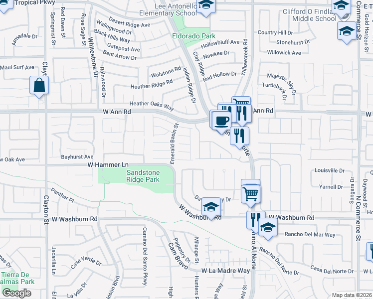 map of restaurants, bars, coffee shops, grocery stores, and more near 1216 Fox Grove Court in North Las Vegas