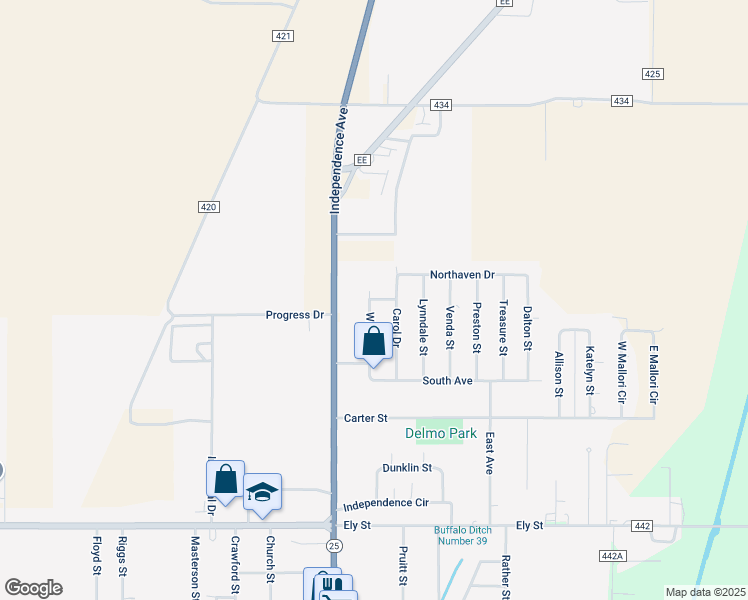 map of restaurants, bars, coffee shops, grocery stores, and more near 1929 Wilburn Drive in Kennett