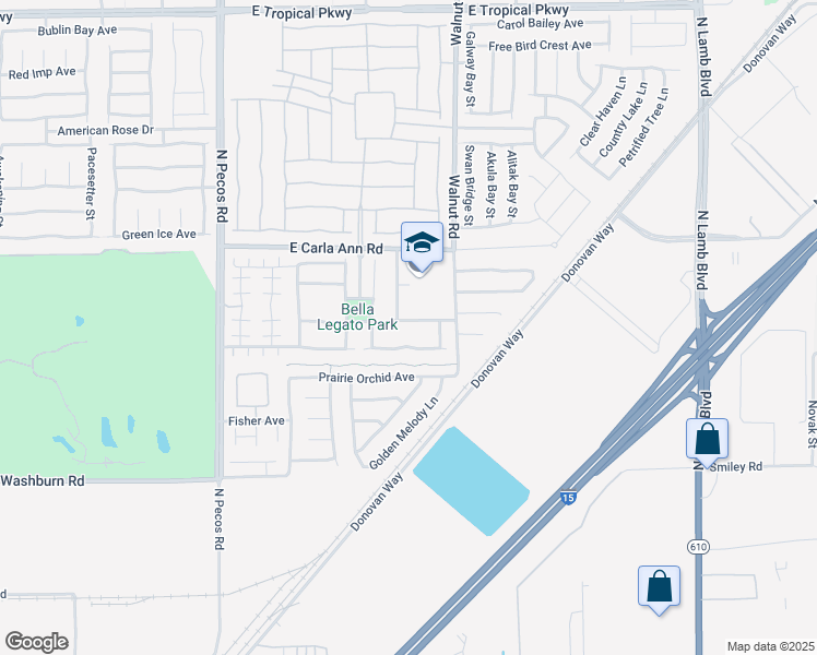 map of restaurants, bars, coffee shops, grocery stores, and more near 3817 Bella Legato Avenue in North Las Vegas