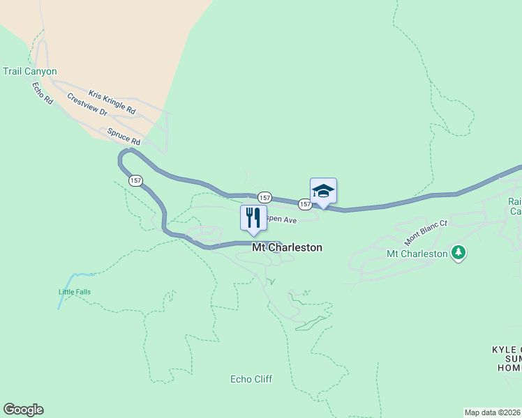 map of restaurants, bars, coffee shops, grocery stores, and more near 4588 Yellow Pine Avenue in Mount Charleston