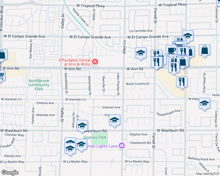 map of restaurants, bars, coffee shops, grocery stores, and more near 3738 Saint Peter Court in North Las Vegas