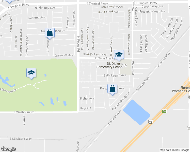 map of restaurants, bars, coffee shops, grocery stores, and more near 5445 North Sun Prairie Street in North Las Vegas