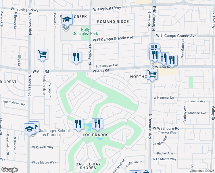 map of restaurants, bars, coffee shops, grocery stores, and more near 5457 Beach Pine Street in Las Vegas