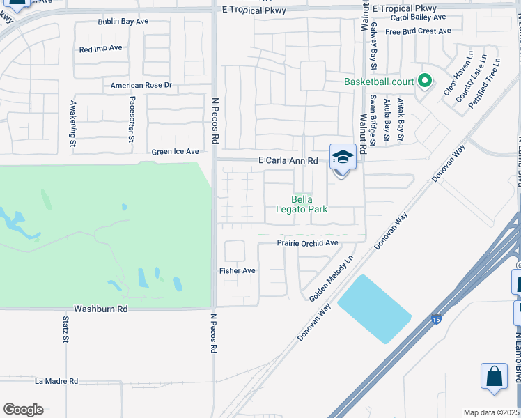 map of restaurants, bars, coffee shops, grocery stores, and more near 5445 North Sun Prairie Street in North Las Vegas