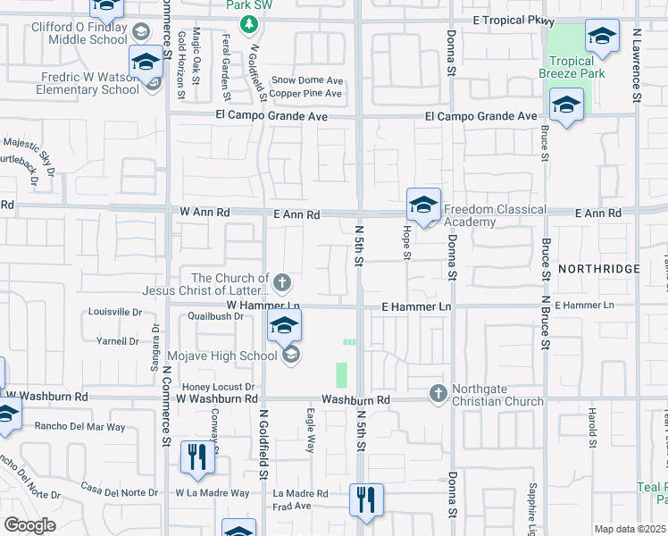 map of restaurants, bars, coffee shops, grocery stores, and more near 5428 Dalle Valley Street in North Las Vegas