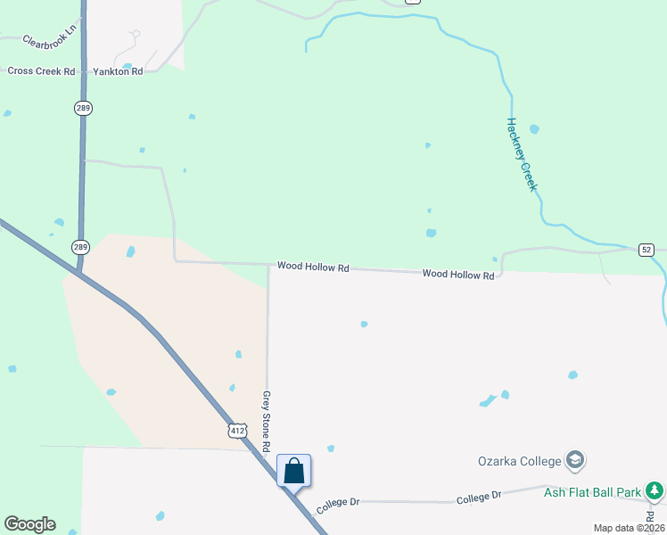 map of restaurants, bars, coffee shops, grocery stores, and more near County Road 52 in Ash Flat