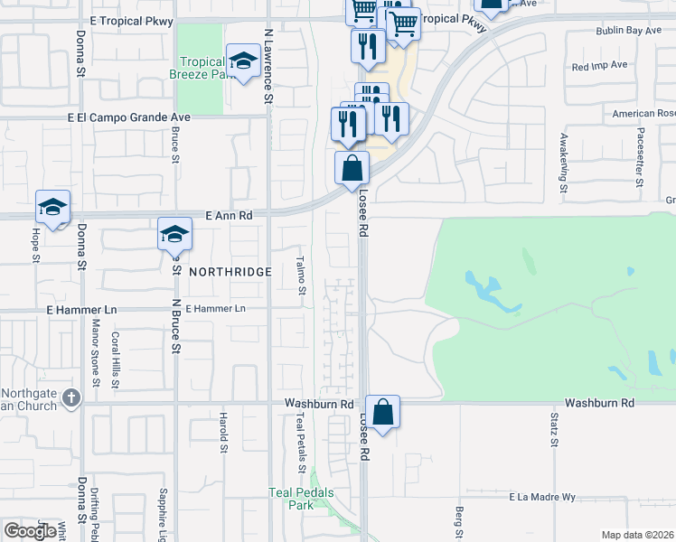 map of restaurants, bars, coffee shops, grocery stores, and more near 5444 Tallulah Falls Street in North Las Vegas