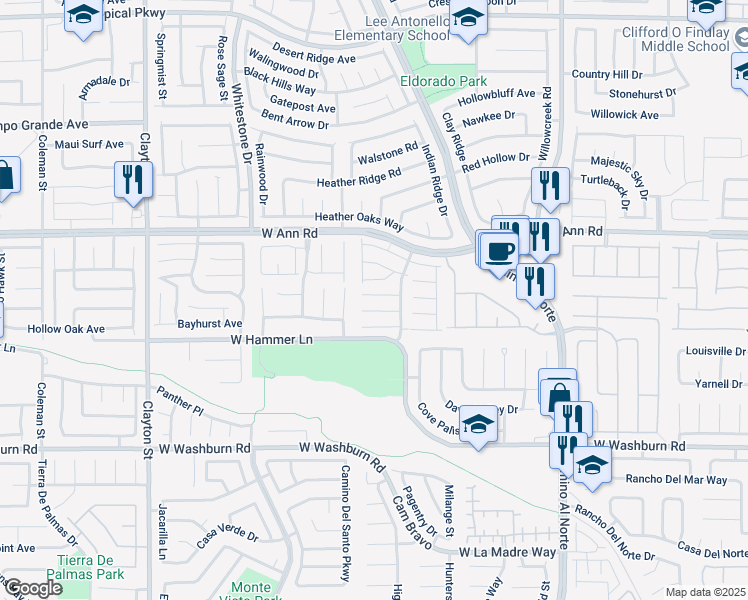 map of restaurants, bars, coffee shops, grocery stores, and more near 1413 Miller Ridge Avenue in North Las Vegas