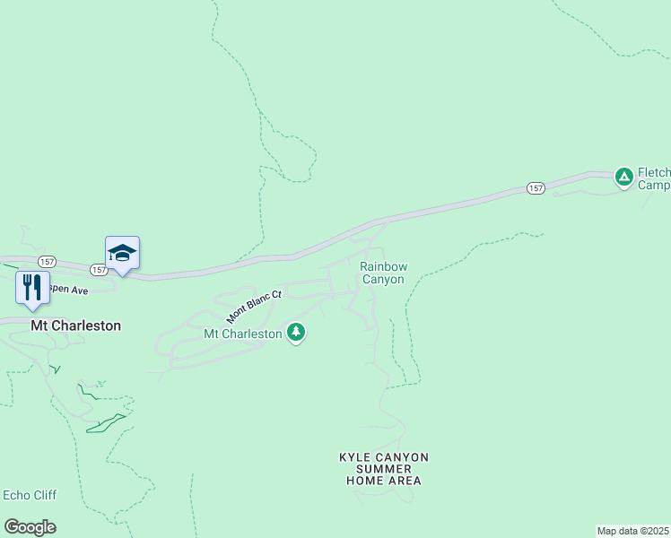 map of restaurants, bars, coffee shops, grocery stores, and more near 212 Alpine Way in Mount Charleston