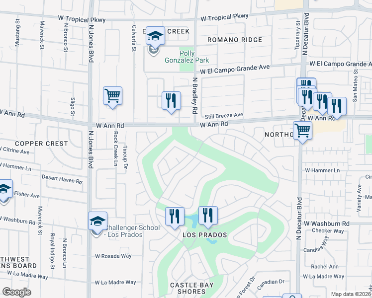 map of restaurants, bars, coffee shops, grocery stores, and more near 5416 Lochmor Avenue in Las Vegas