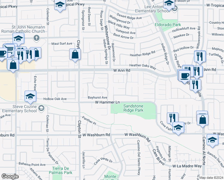 map of restaurants, bars, coffee shops, grocery stores, and more near 5433 Royal Yacht Way in North Las Vegas