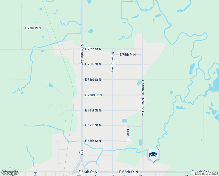 map of restaurants, bars, coffee shops, grocery stores, and more near 7222 North Trenton Avenue in Tulsa