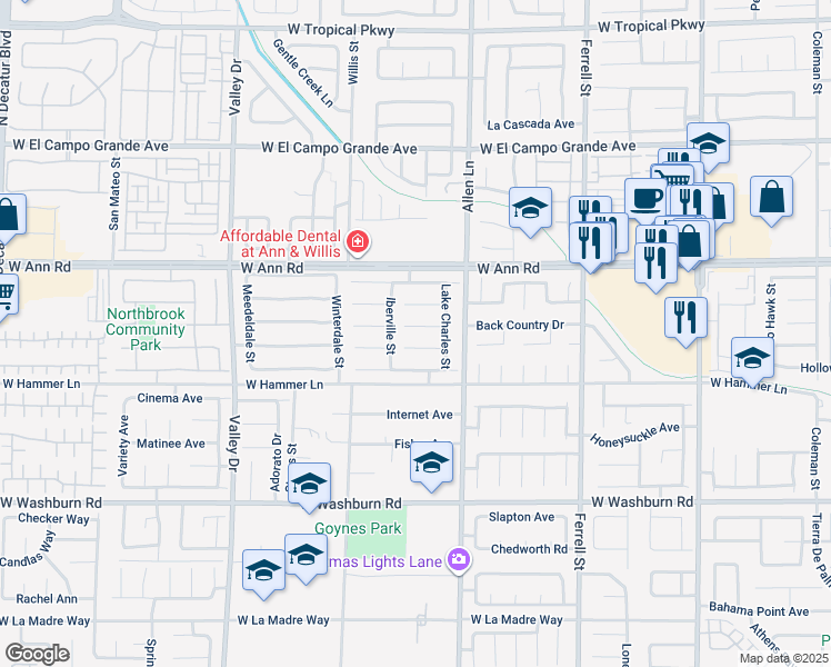 map of restaurants, bars, coffee shops, grocery stores, and more near 3737 Saint Phillip Court in North Las Vegas