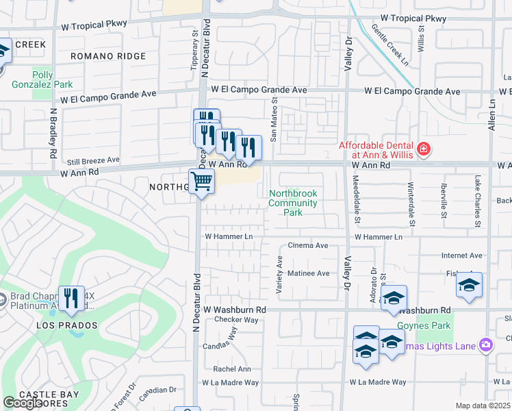 map of restaurants, bars, coffee shops, grocery stores, and more near 5443 Wheatberry Court in North Las Vegas