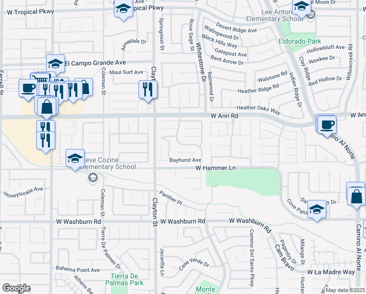 map of restaurants, bars, coffee shops, grocery stores, and more near 1845 Arch Stone Avenue in North Las Vegas