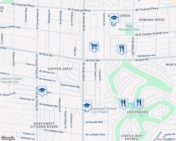 map of restaurants, bars, coffee shops, grocery stores, and more near 5500 Gulf Springs Court in Las Vegas