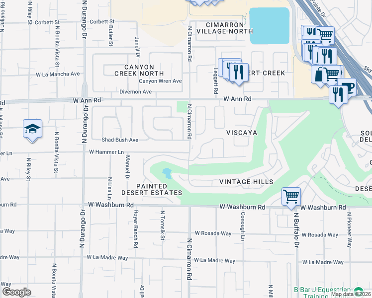 map of restaurants, bars, coffee shops, grocery stores, and more near 8000 West Hammer Lane in Las Vegas