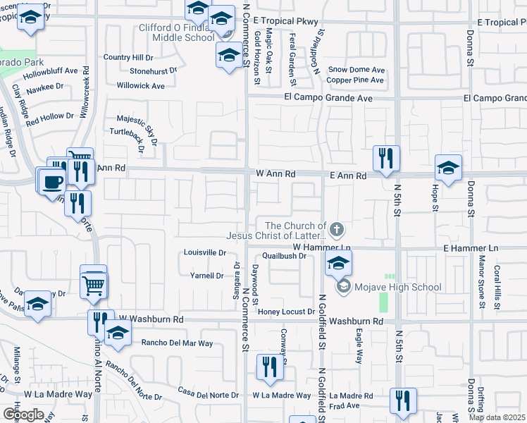 map of restaurants, bars, coffee shops, grocery stores, and more near 212 Breezy Shore Avenue in North Las Vegas