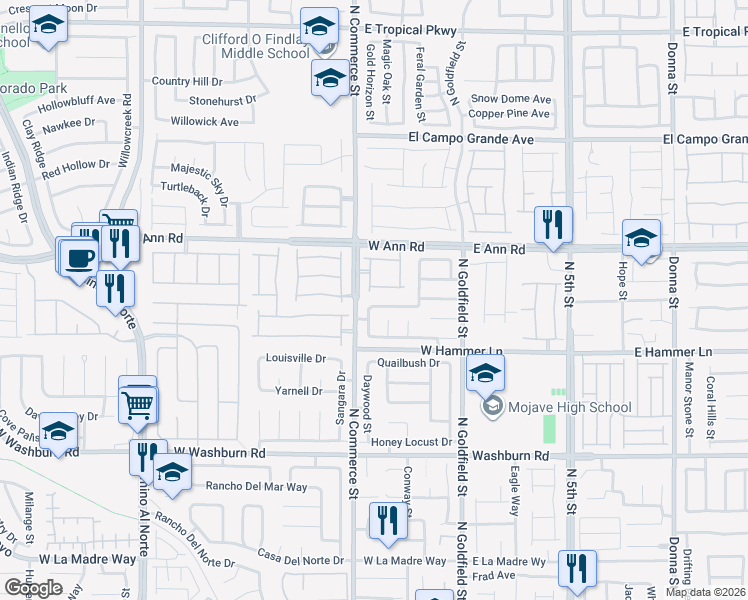 map of restaurants, bars, coffee shops, grocery stores, and more near 212 Breezy Shore Avenue in North Las Vegas