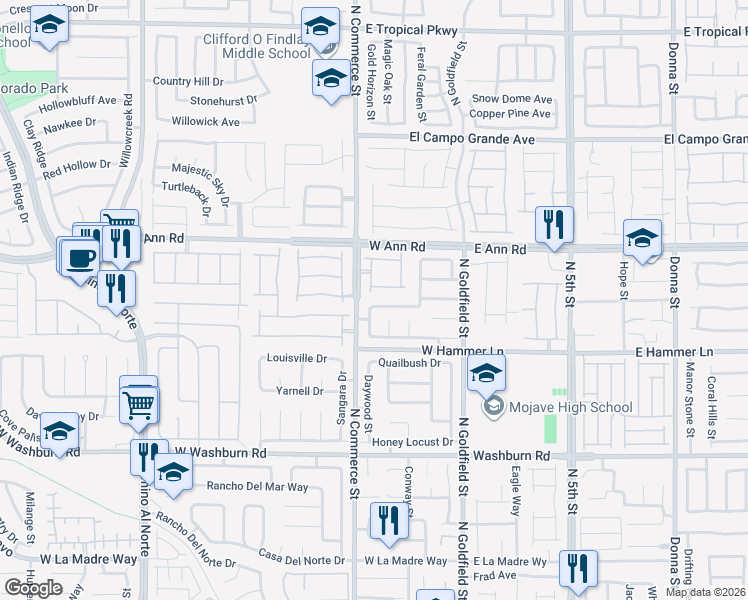 map of restaurants, bars, coffee shops, grocery stores, and more near 212 Breezy Shore Avenue in North Las Vegas