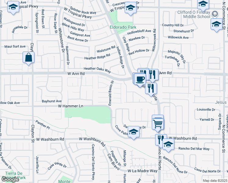 map of restaurants, bars, coffee shops, grocery stores, and more near 1232 Becket Hollow Court in North Las Vegas