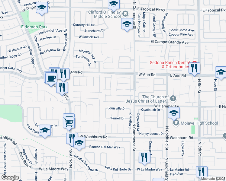 map of restaurants, bars, coffee shops, grocery stores, and more near in North Las Vegas
