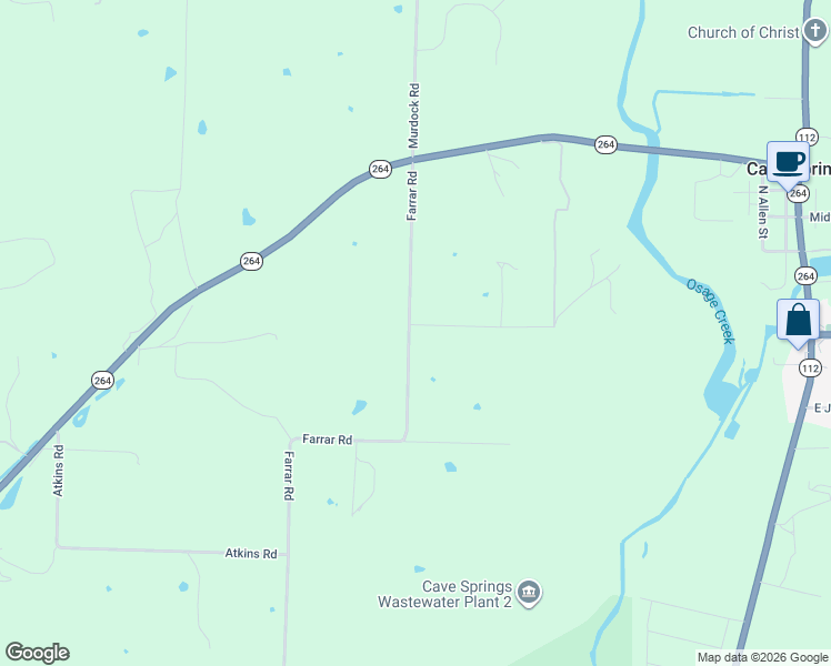 map of restaurants, bars, coffee shops, grocery stores, and more near 11818 Farrar Road in Bentonville