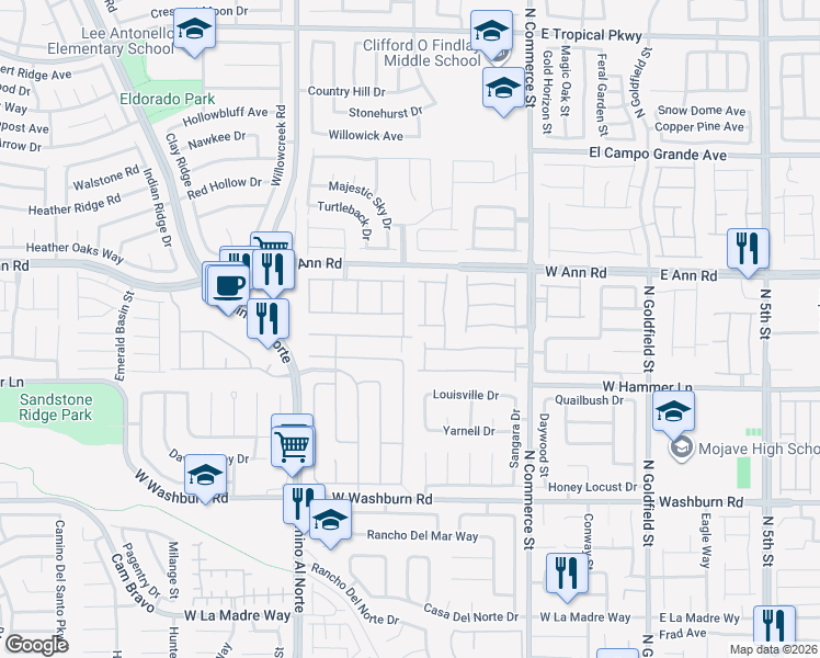 map of restaurants, bars, coffee shops, grocery stores, and more near 536 Roberta Alecia Avenue in North Las Vegas